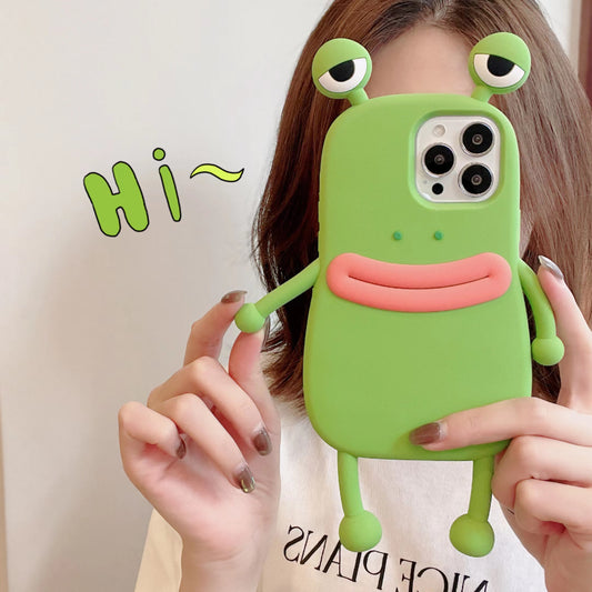 Silicone 3D Frog Phone Case For IPhone 14 13 11 12 Pro Max XS XR X 7 8 Plus SE Cartoon Cute Shockproof Bumper Cover